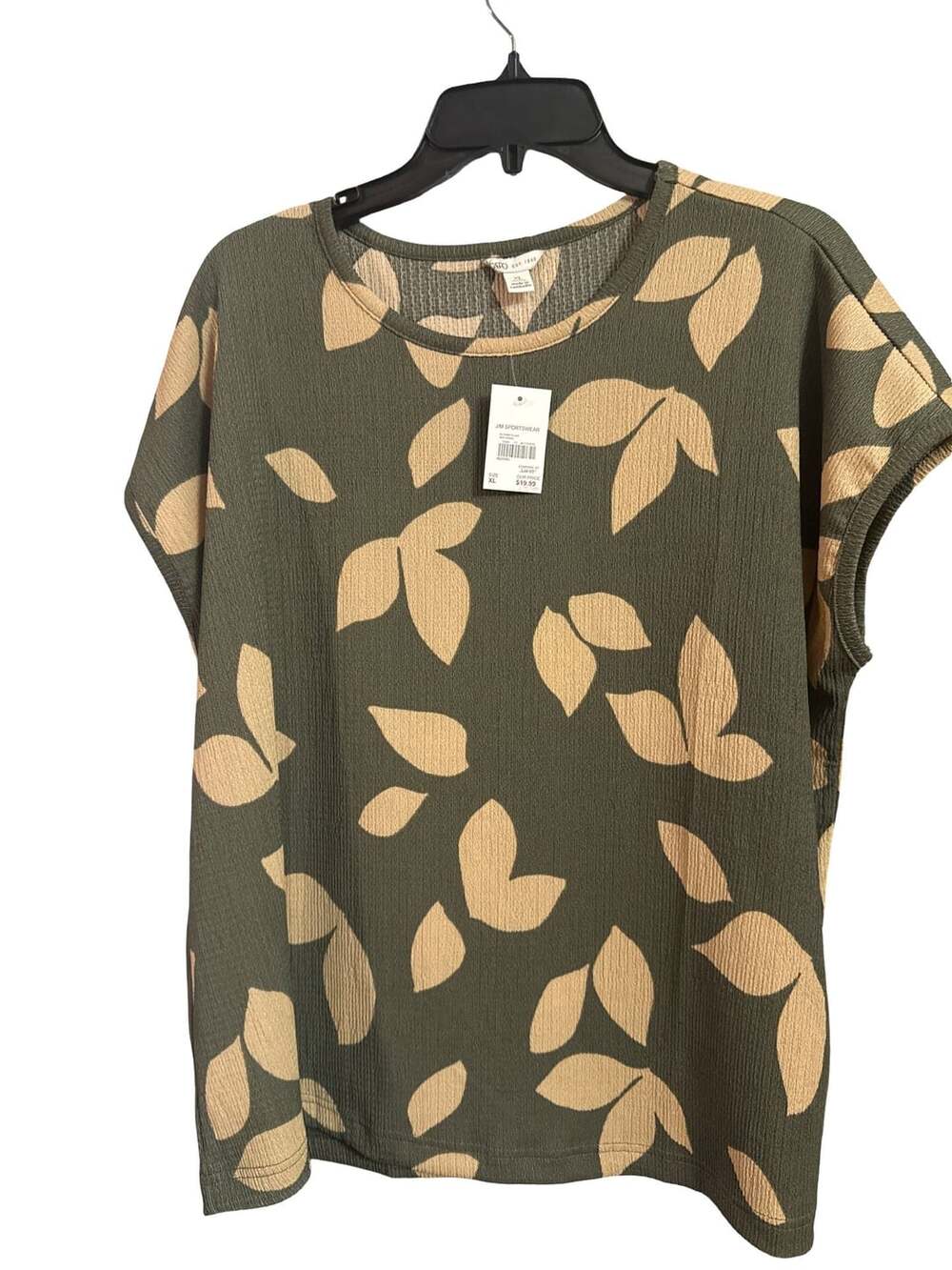 Cato Est. 1946 Textured Green Leaf Print Short Sleeve Top XL